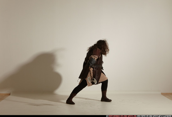 Man Adult Chubby White Fighting with sword Moving poses Army