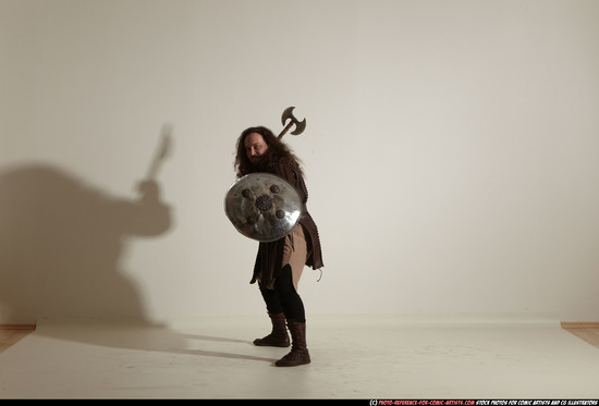 Man Adult Chubby White Fighting with sword Moving poses Army