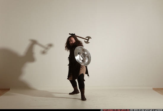 Man Adult Chubby White Fighting with sword Moving poses Army