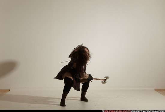 Man Adult Chubby White Fighting with sword Moving poses Army