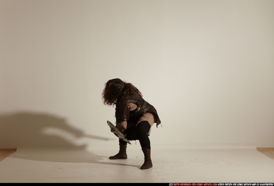 Man Adult Chubby White Fighting with sword Moving poses Army