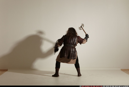 Man Adult Chubby White Fighting with sword Moving poses Army