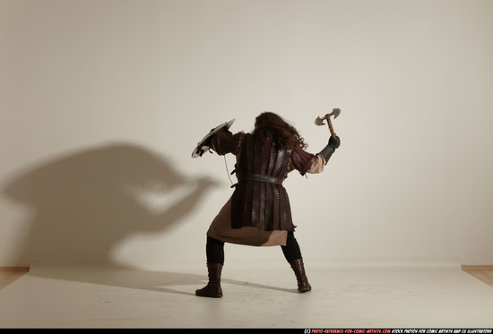 Man Adult Chubby White Fighting with sword Moving poses Army