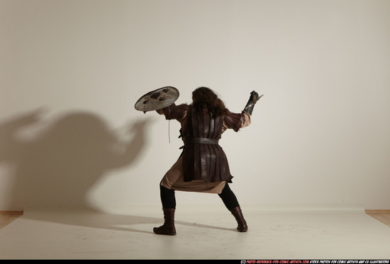 Man Adult Chubby White Fighting with sword Moving poses Army