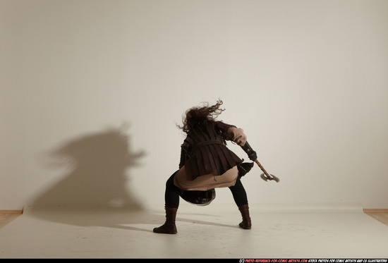 Man Adult Chubby White Fighting with sword Moving poses Army