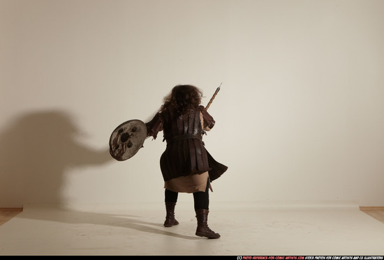 Man Adult Chubby White Fighting with sword Moving poses Army