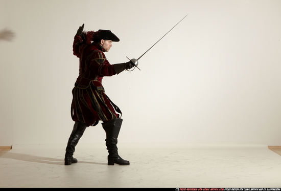 Man Adult Average White Fighting with sword Moving poses Army