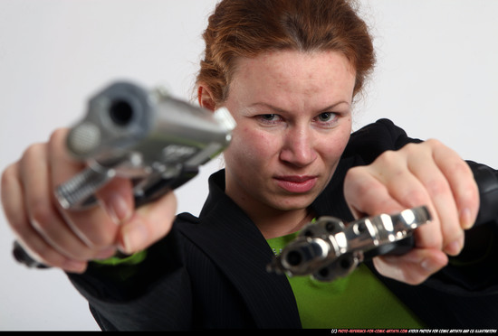 Woman Adult Average White Fighting with gun Standing poses Business