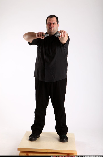 Man Adult Chubby White Fighting with gun Standing poses Casual