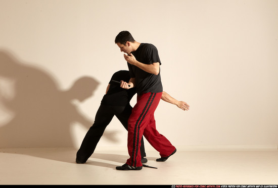 Adult Athletic White Martial art Moving poses Sportswear Men