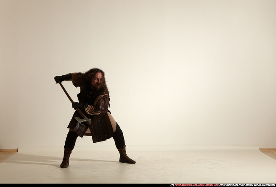 Man Adult Average White Fighting with sword Moving poses Army