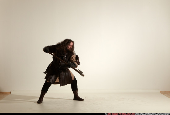 Man Adult Average White Fighting with sword Moving poses Army