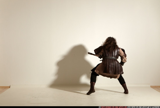 Man Adult Average White Fighting with sword Moving poses Army