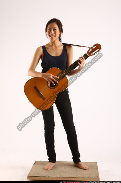 Female Playing Guitar with Leg on Pedestal Pose by theposearchives on  DeviantArt