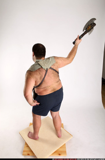 Man Adult Chubby White Fighting with sword Standing poses Army