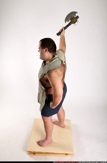 Man Adult Chubby White Fighting with sword Standing poses Army