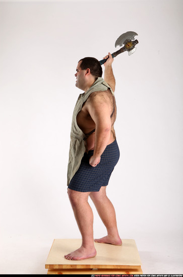 Man Adult Chubby White Fighting with sword Standing poses Army