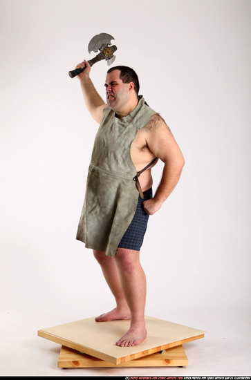 Man Adult Chubby White Fighting with sword Standing poses Army