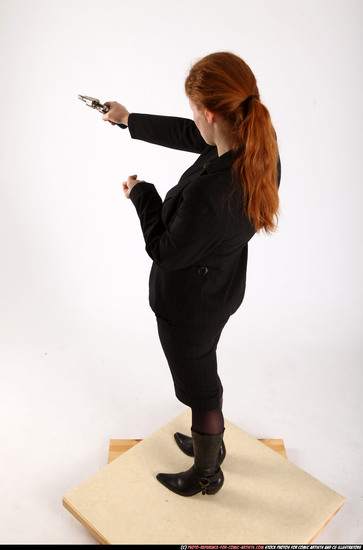 Woman Adult Athletic White Fighting with gun Standing poses Business