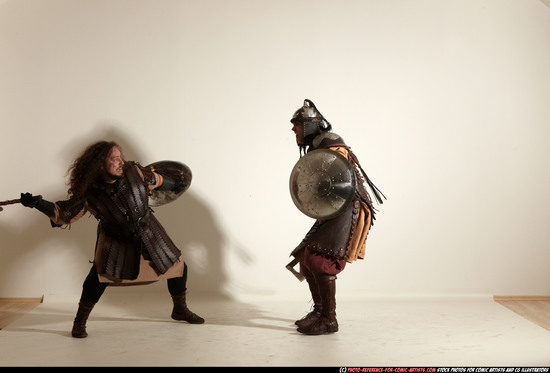 Adult Average White Fighting with sword Moving poses Army Men