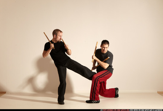 Adult Athletic White Martial art Moving poses Sportswear Men