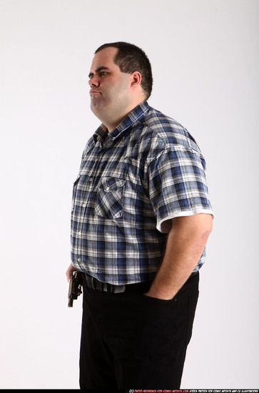 Man Adult Chubby White Fighting with gun Standing poses Casual