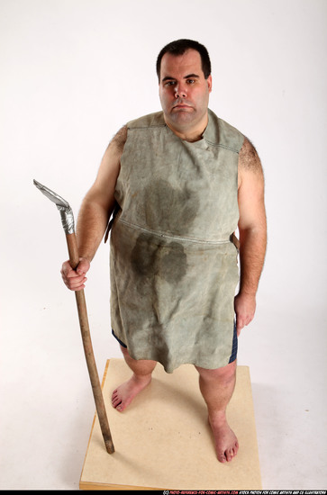 Man Adult Chubby White Fighting with spear Standing poses Underwear