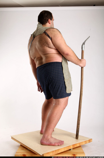 Man Adult Chubby White Fighting with spear Standing poses Underwear