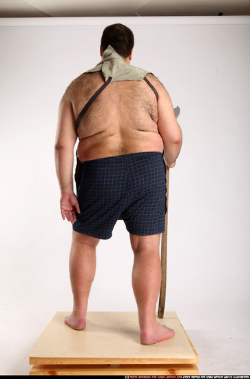 Man Adult Chubby White Fighting with spear Standing poses Underwear