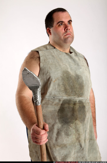 Man Adult Chubby White Fighting with spear Standing poses Underwear