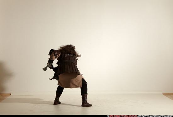 Man Adult Chubby White Fighting with sword Moving poses Army