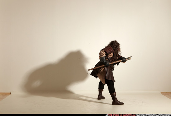 Man Adult Chubby White Fighting with sword Moving poses Army