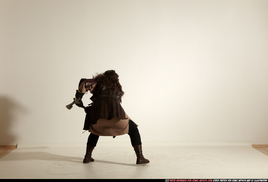 Man Adult Chubby White Fighting with sword Moving poses Army