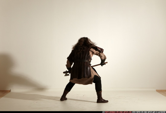 Man Adult Chubby White Fighting with sword Moving poses Army