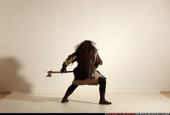 Man Adult Chubby White Fighting with sword Moving poses Army