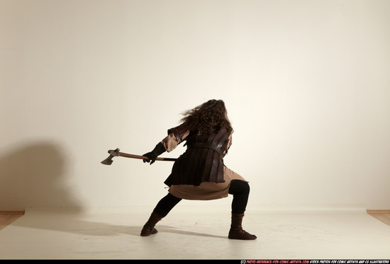 Man Adult Chubby White Fighting with sword Moving poses Army