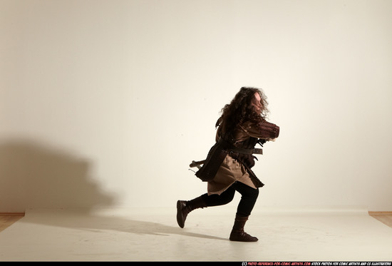 Man Adult Chubby White Fighting with sword Moving poses Army