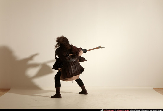 Man Adult Chubby White Fighting with sword Moving poses Army