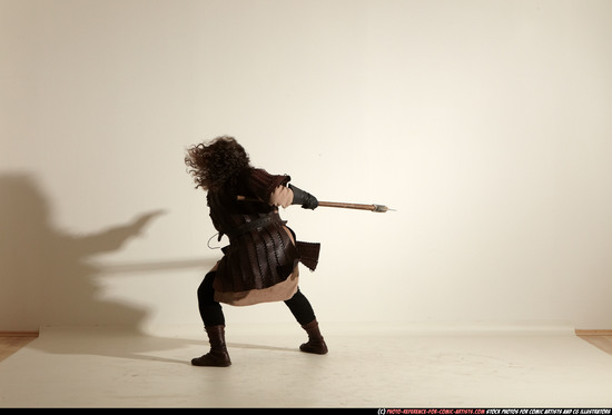 Man Adult Chubby White Fighting with sword Moving poses Army