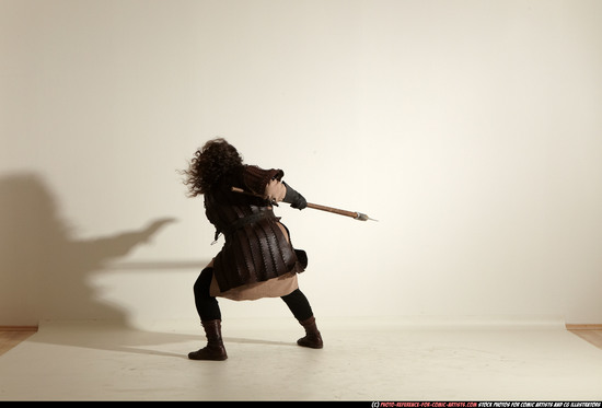 Man Adult Chubby White Fighting with sword Moving poses Army