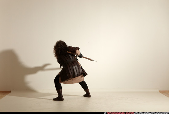 Man Adult Chubby White Fighting with sword Moving poses Army