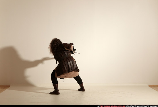 Man Adult Chubby White Fighting with sword Moving poses Army