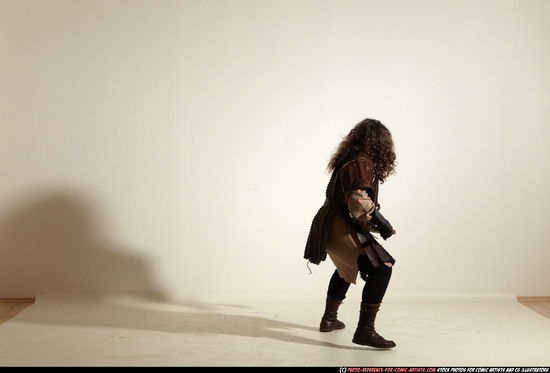 Man Adult Chubby White Fighting with sword Moving poses Army