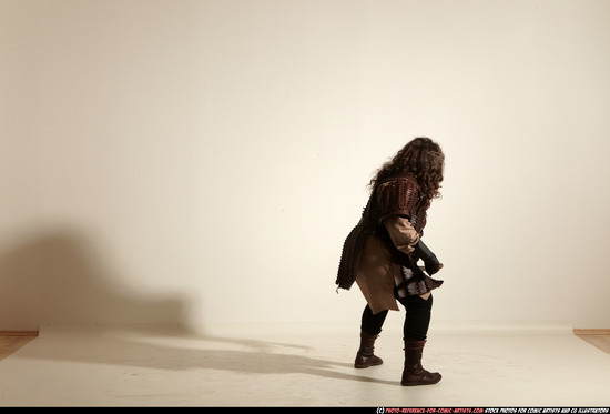 Man Adult Chubby White Fighting with sword Moving poses Army