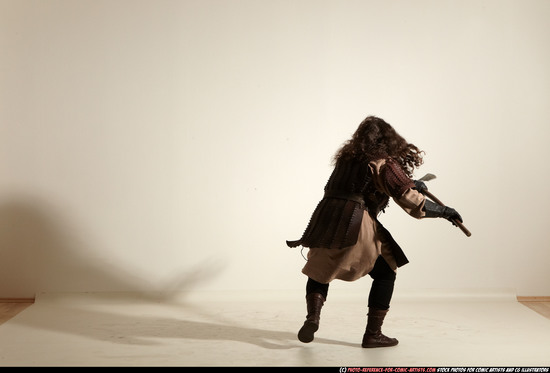 Man Adult Chubby White Fighting with sword Moving poses Army