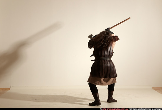 Man Adult Chubby White Fighting with sword Moving poses Army