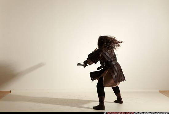 Man Adult Chubby White Fighting with sword Moving poses Army