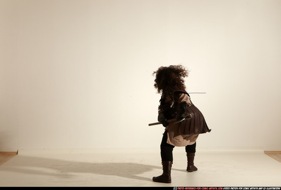 Man Adult Chubby White Fighting with sword Moving poses Army