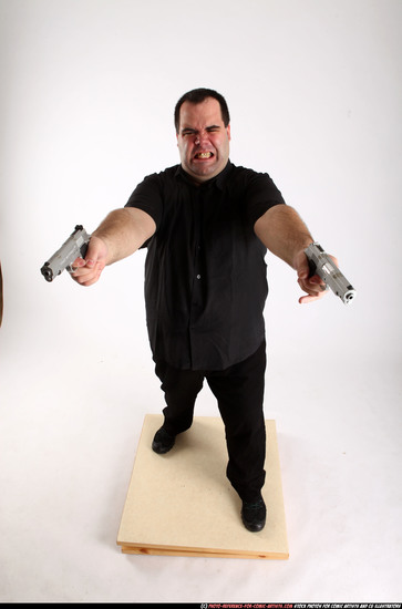 Man Adult Chubby White Fighting with gun Standing poses Business