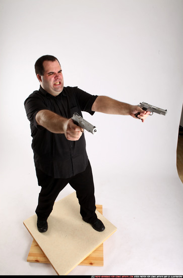 Man Adult Chubby White Fighting with gun Standing poses Business